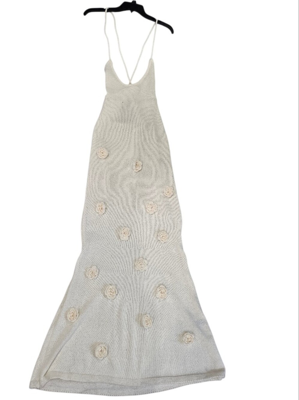 Like New Nude Floral Appliqué Maxi Dress Sz M | Elegant Date Night Dress